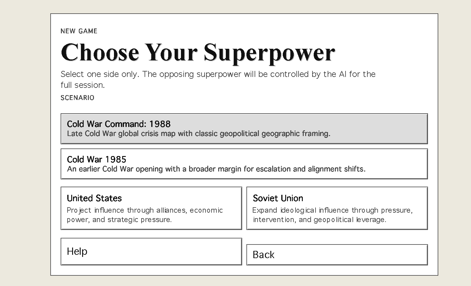 Cold War Command interface screenshot 2